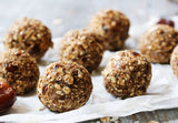 no bake energy balls with oats almond butter and maple syrup, chocolate happy cacao energy balls with ceremonial cacao powder, green daily greens power bites with lemon zest and hemp seeds
